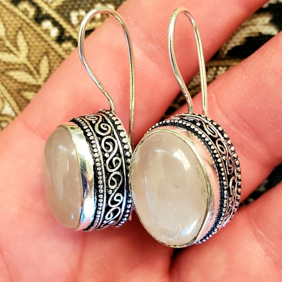 New Rose Quartz 925 Silver Earrings. - Picture 13 of 16